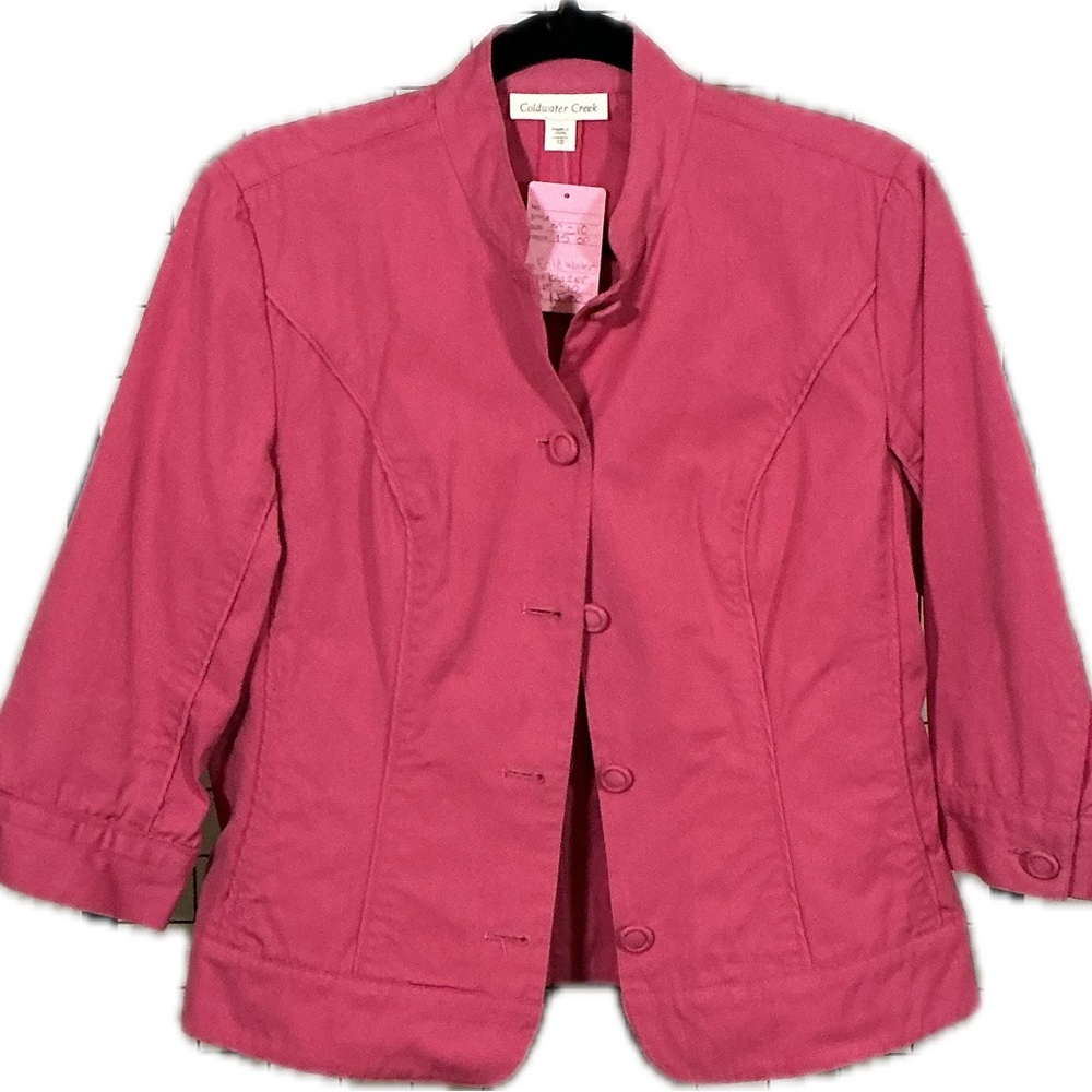 Coldwater Creek Hot Pink Blazer Size 10 Cropped Button Front Statement Jacket